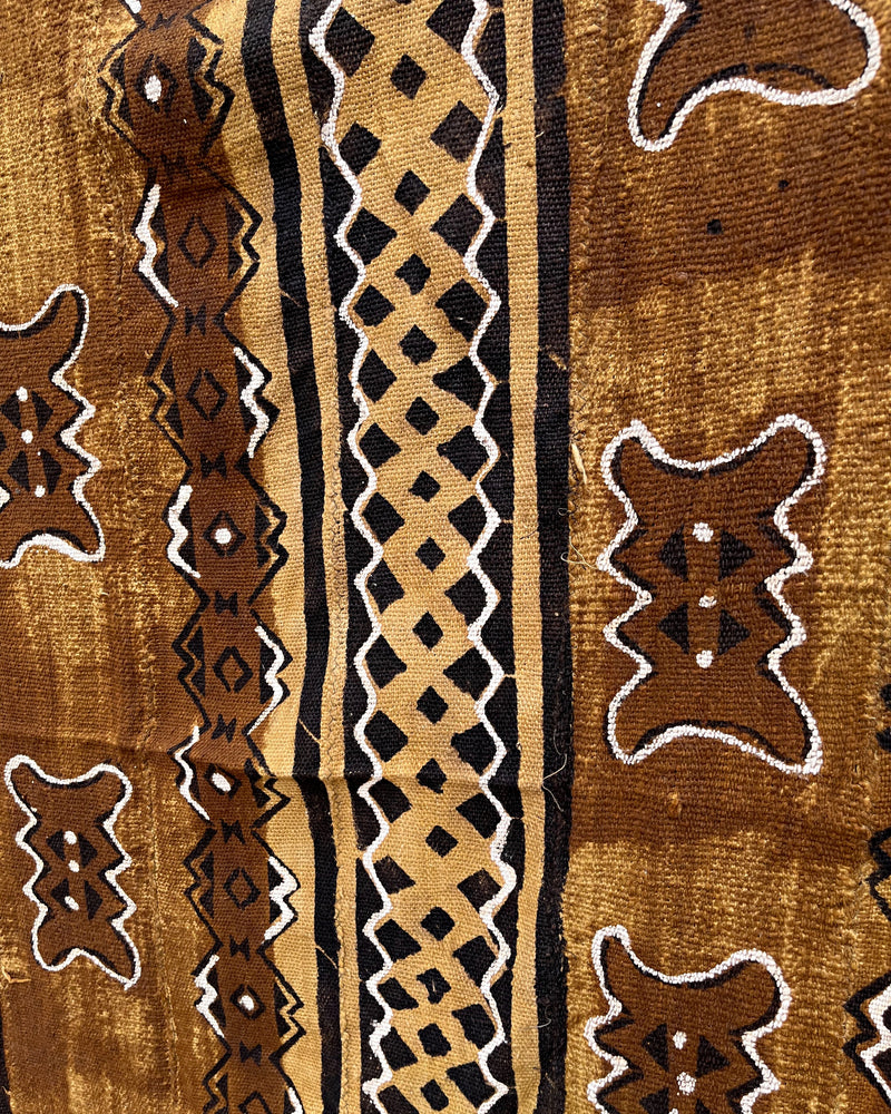 African Handmade Bogolan Mud Cloth Fabric - Brown