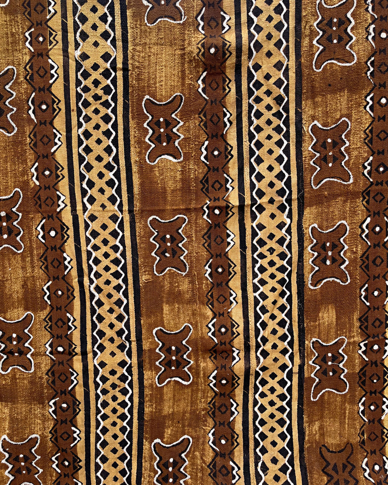 African Handmade Bogolan Mud Cloth Fabric - Brown