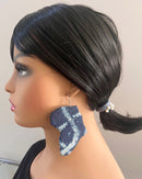 Bamileke Authentic Ndop Textile EARRINGS from Cameroon - Afrilege