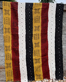 Multi-Colored Strips African Mudcloth Handmade Fabric- Yellow / White/ Rust/ Black - Afrilege