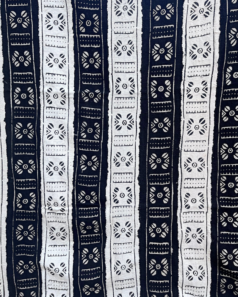 African Mudcloth Handmade Fabric - White / Black