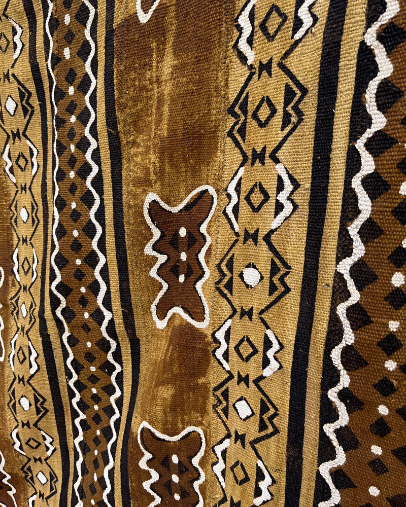 African Bogolan Mud Cloth Fabric - Brown