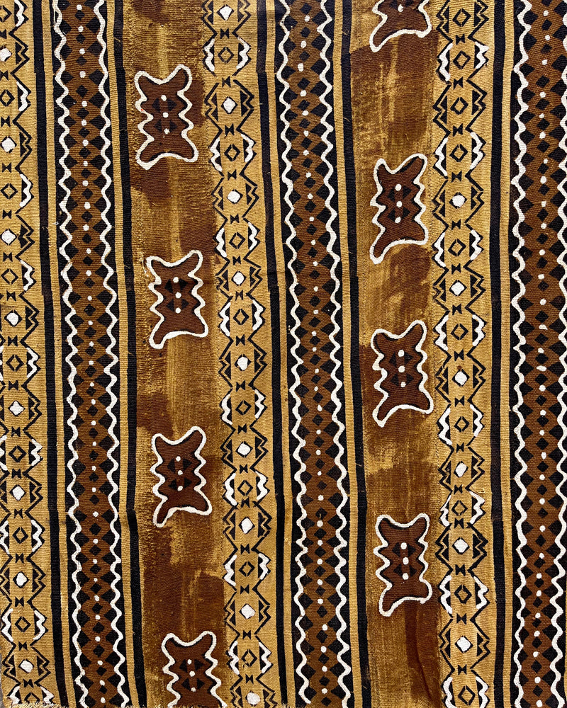 African Bogolan Mud Cloth Fabric - Brown