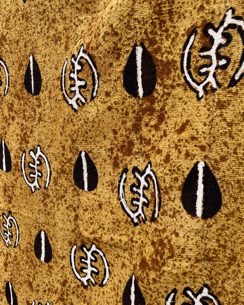 Adinkra and Cowry Symbols African Mudcloth Fabric from Mali