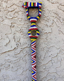 African Hand Beaded African Carved Walking Stick / Cane - Afrilege