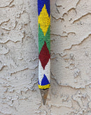 Bamileke Hand Beaded African Carved Walking Stick / Cane - Afrilege