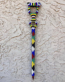 African Hand Beaded African Carved Walking Stick / Cane - Afrilege