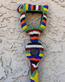 African Hand Beaded African Carved Walking Stick / Cane - Afrilege