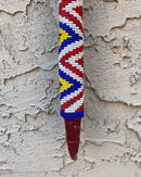 African Hand Beaded African Carved Walking Stick / Cane - Afrilege