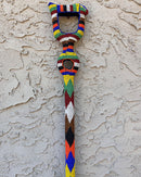 Bamileke Hand Beaded African Carved Walking Stick / Cane - Afrilege