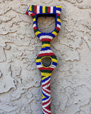 African Hand Beaded African Carved Walking Stick / Cane - Afrilege