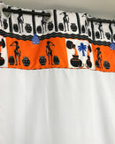 Bolanle Grommet Top African Print Curtains - Orange, White & Black - Afrilege