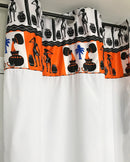 Bolanle Grommet Top African Print Curtains - Orange, White & Black - Afrilege