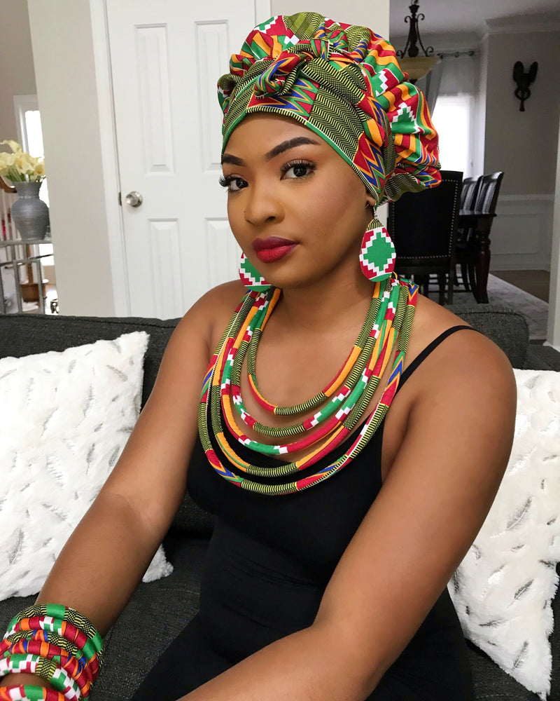 Neela African Print Rope Necklace - Afrilege