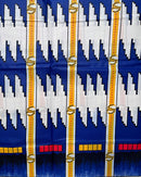 African Wax Print Fabric (Ankara) - Blue / White / Gold - Afrilege
