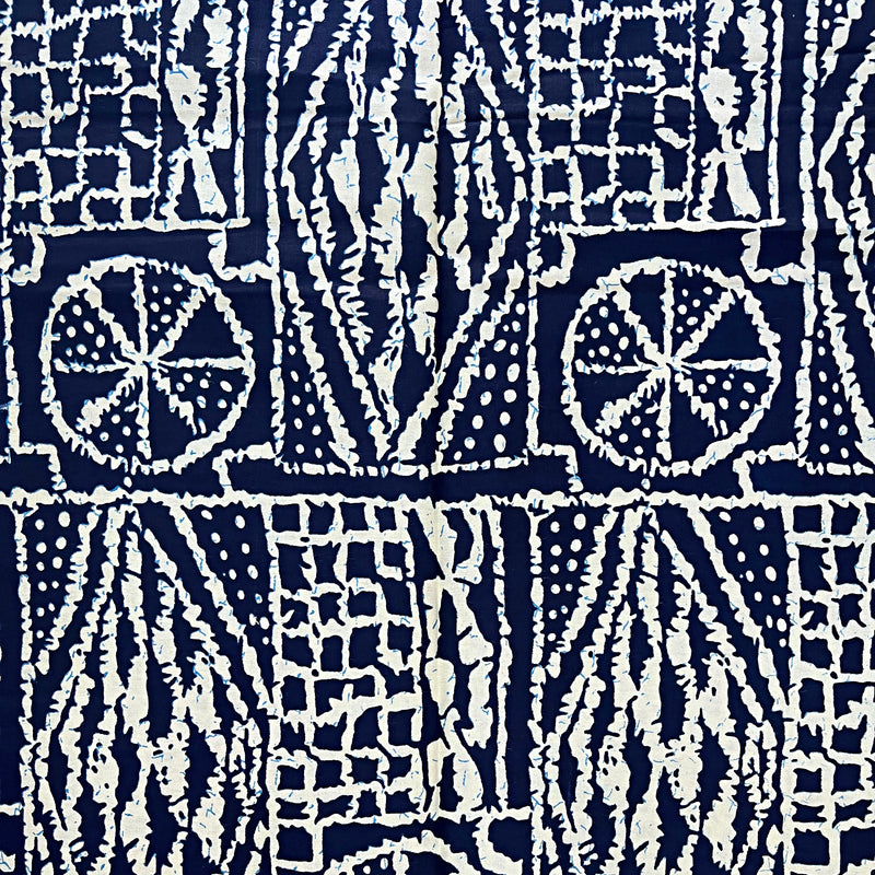 Bamileke Ndop pattern African Wax Print Fabric - Blue