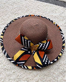 Bogolan African Print Straw Church Sun Hat - Afrilege