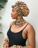 Bana Orange Set of 2 Africa Print Choker Necklace - Afrilege