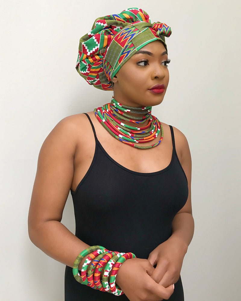 Neela African Print 15 Strands Statement Rope Necklace - Afrilege