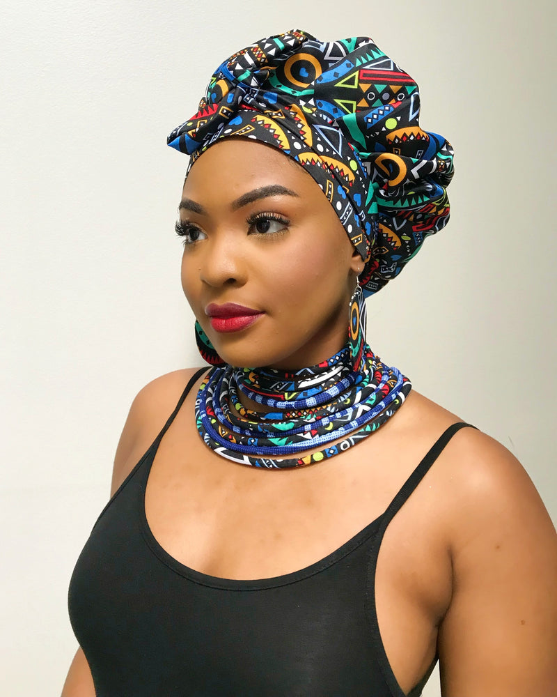 Lesedi Mix Set of 2 Africa Print Choker Necklace - Afrilege