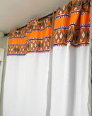 Arinze Grommet Top African Print Curtains - Orange / White - Afrilege
