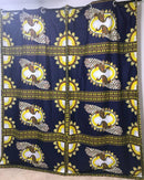Morowa Double Sided Grommet Top African Print Curtains - Navy Blue / Yellow - Afrilege