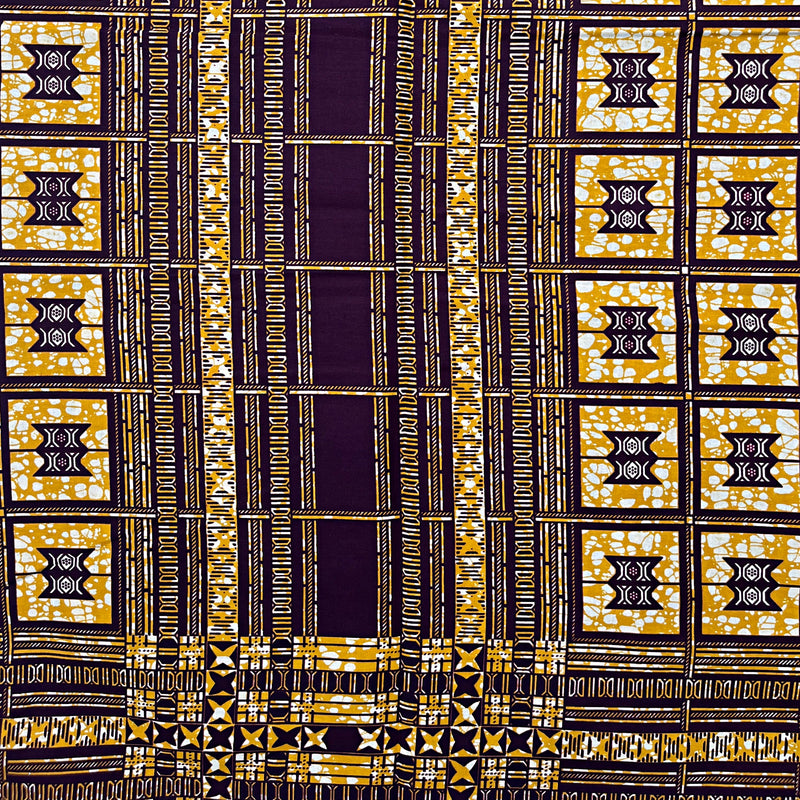 African Wax Print Fabric by The Yard - Brown / Gold