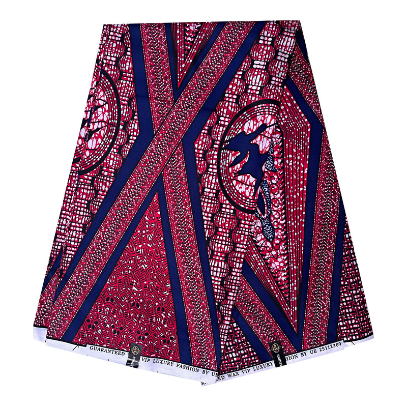 African Wax Print Fabric (Ankara) - Red / Blue