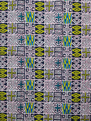 Atoghu Bangangte African Wax Print Fabric - Blue / Pink / Yellow - Afrilege