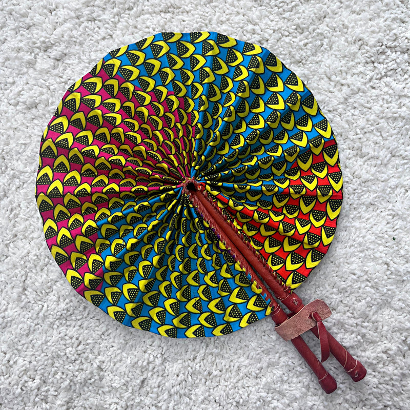 African Print Circle Foldable Handheld Fan - Afrilege