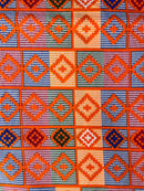 Kente African Wax Print Fabric (Ankara) - Orange - Afrilege