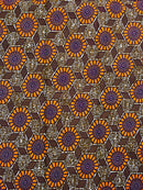 African Wax Print Fabric by The Yard - Brown / Orange - Afrilege