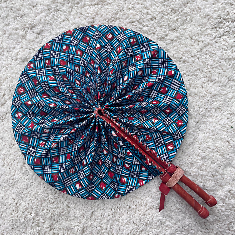 African Print Circle Foldable Handheld Fan - Afrilege