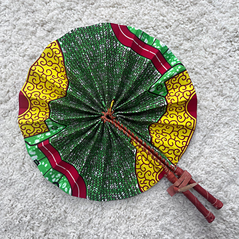 African Print Circle Foldable Handheld Fan - Afrilege