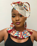 African Print Fascinator hair clip hat - Red / Blue - Afrilege