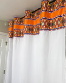 Arinze Grommet Top African Print Curtains - Orange / White - Afrilege