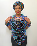 Lesedi Mix African Print 24 Strands Statement rope necklace - Afrilege