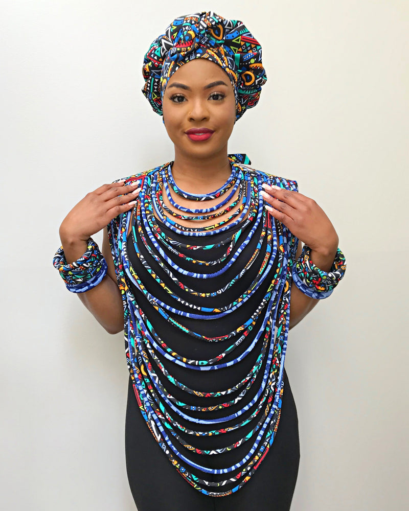 Lesedi Mix African Print 24 Strands Statement rope necklace - Afrilege