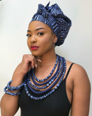 Navy Ndop African Print Rope Necklace - Afrilege