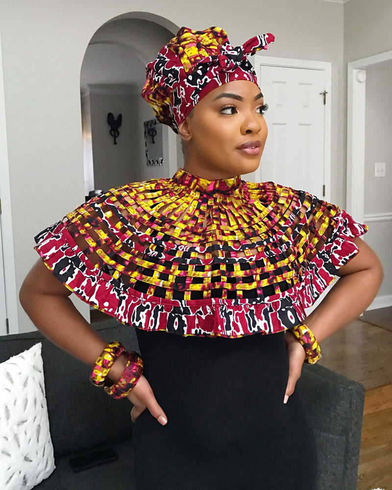 Carmela African print Web Choker Shoulder Necklace - Afrilege