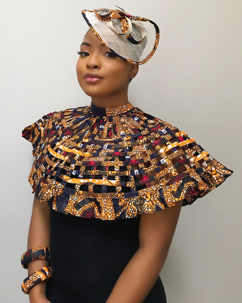 Bessa African print web Shoulder Choker Necklace - Afrilege
