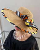Bogolan African Print Straw Church Sun Hat - Afrilege