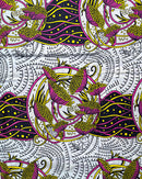 African Wax Print Fabric (Ankara) - White / Yellow / Pink - Afrilege