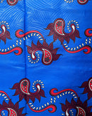 African Wax Print Fabric (Ankara) - Blue / Red - Afrilege