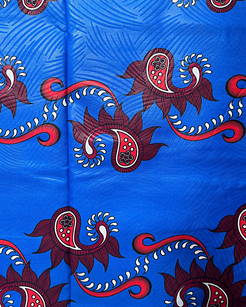 African Wax Print Fabric (Ankara) - Blue / Red