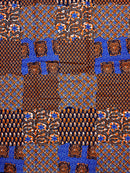 African Wax Print Fabric (Ankara) - Blue / Orange - Afrilege