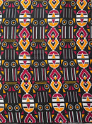 African Wax Print Fabric (Ankara) - Black / Red / Orange - Afrilege