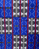 African Wax Print Fabric (Ankara) - Blue / White / Red - Afrilege