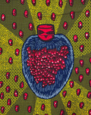 African Wax Print Fabric by The Yard - Lime Green / Red - Afrilege