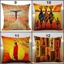 African Life Portrait Pillow Cover - Orange / Multicolor - Afrilege